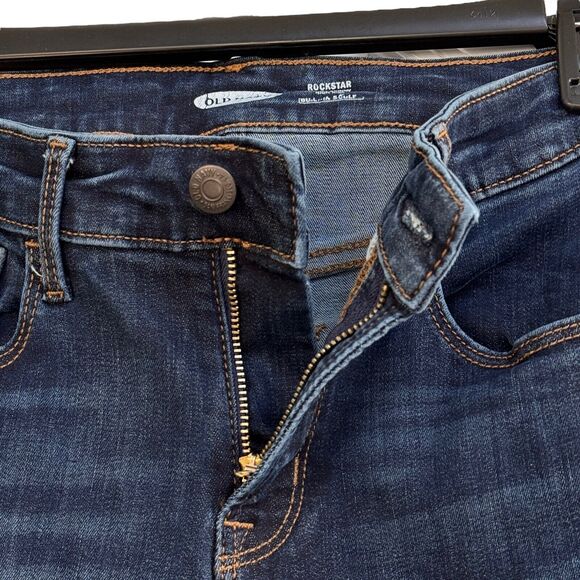 Old Navy SZ 2P Rockstar Super Skinny Jeans High-Rise Stretch Zip-Fly Dark Wash - Picture 3 of 9